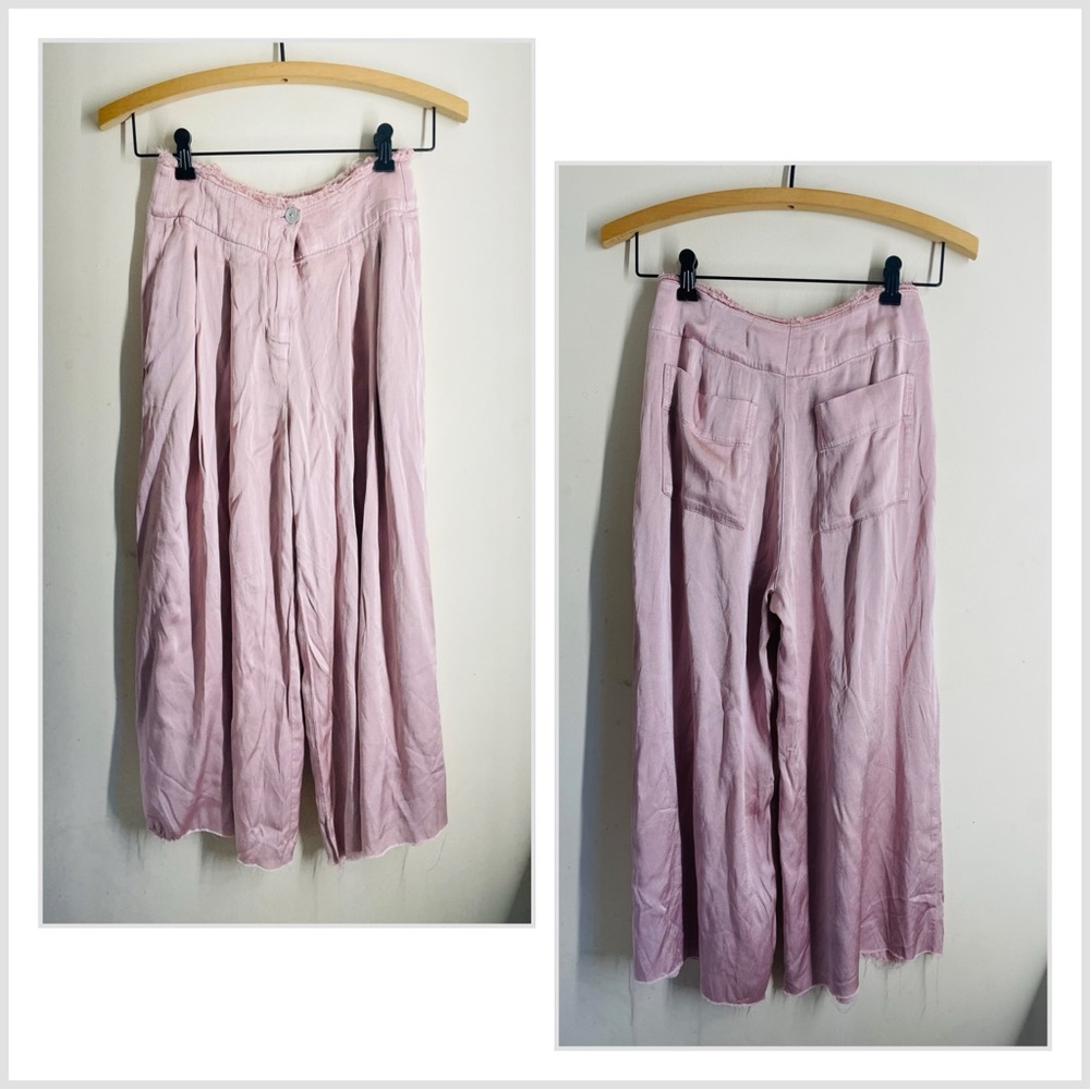 Raquel Allegra Silk Satin Cami Wide Leg Trouser Set Dusty Rose size XS - Picture 2 of 15